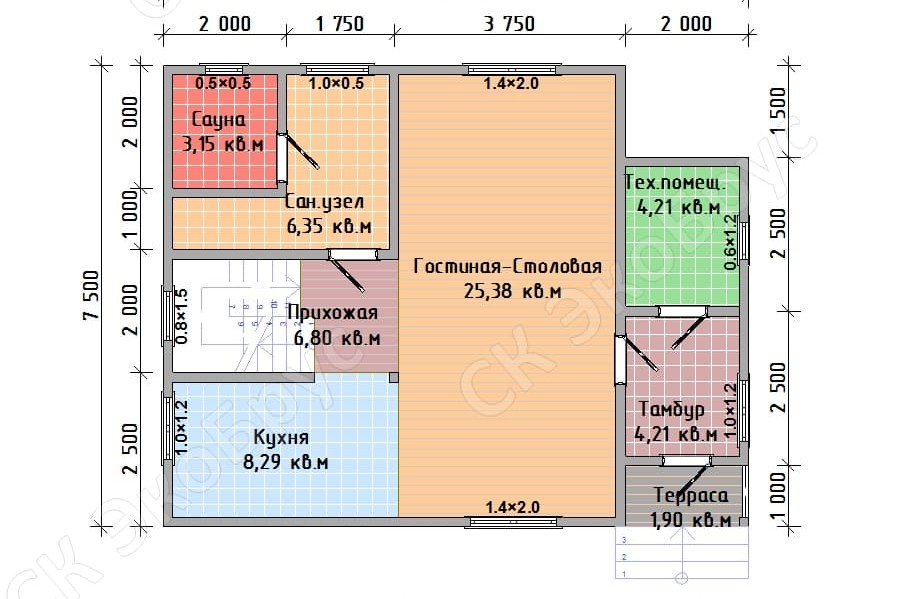 Петергоф 2020 Д-1 планировка дома этаж 1