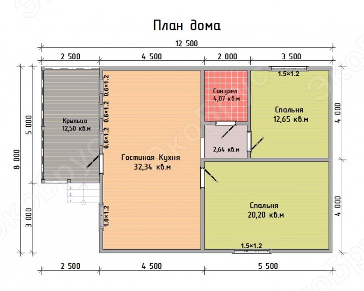 Планировка проекта дома Онега Д-2