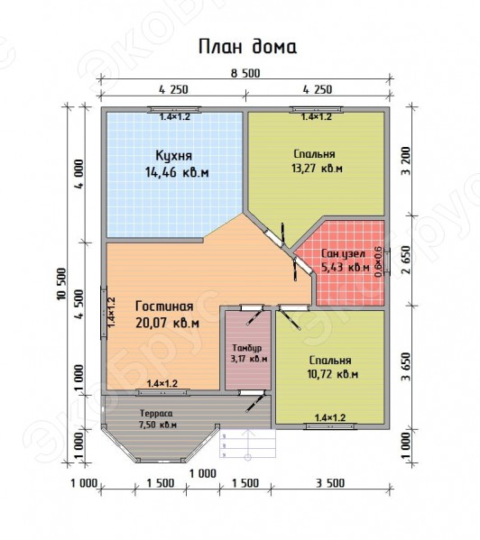 Планировка проекта дома Онега Д-3