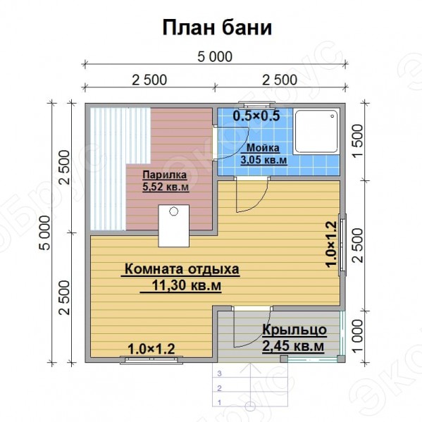 Планировка проекта дома Баня 9